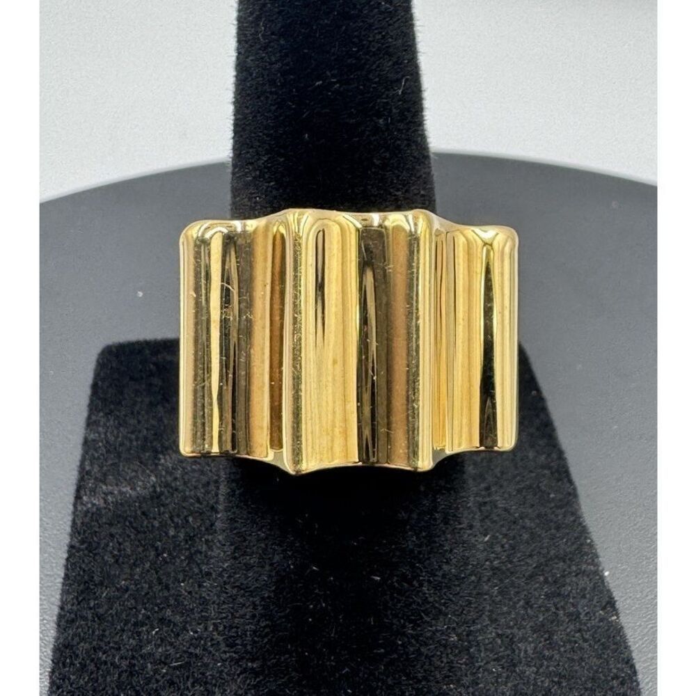 Francesca Visconti Gold Tone Bold Wavy Band Statement‎ Ring Size 5.75